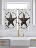 Vintage Farm Western Star Window Valance Curtains, 2 Panel by IDOWMAT