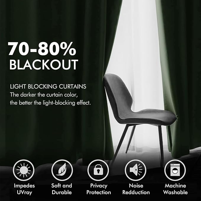 MIULEE Velvet Curtains Olive Green Elegant Grommet Curtains Thermal Insulated Soundproof Room Darkening Drapes for Classical Living Room Bedroom Decor 52 x 94 Inch Set of 2