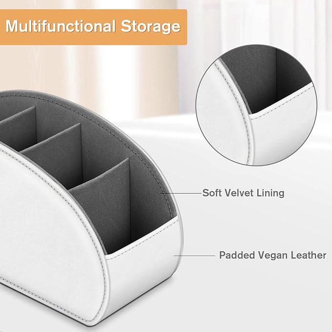 Fintie Remote Control Holder, 5 Compartments Vegan Leather TV Remoter Caddy - Image 4
