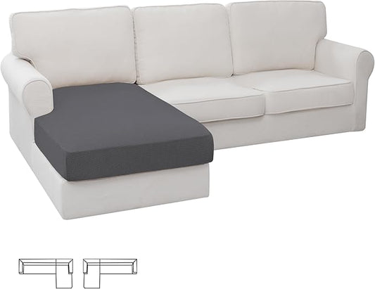 Easy-Going Stretch Sectional Couch Covers 1 Piece Chaise Lounge Slipcover L Shape Separate Cushion Couch Seat Chaise Cover for Both Left/Right Sectional Couch Gray