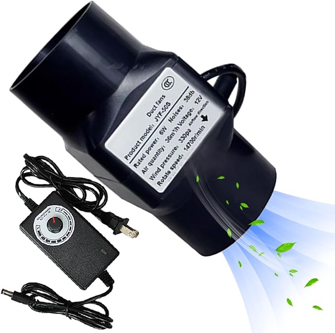 2 Inch Inline Duct Fan 12V 6W HVAC Exhaust Ventilation Fan 22 Cfm Low Noise by Unknown