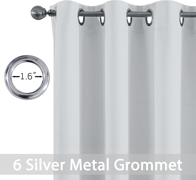 Yakamok 84 Inch Length Room Darking Curtains for Bedroom, Light Blocking Drapes Room Darkening Thermal Insulated Solid Grommet Panels for Living Room(38Wx84L, Greyish White, 1 Panel)