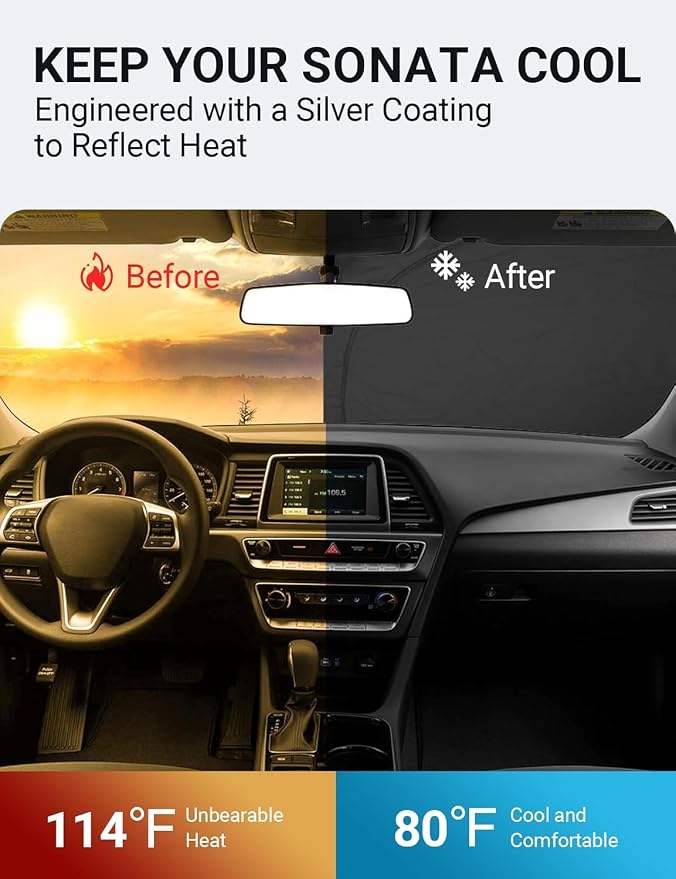 Proadsy 2026 Upgrade Front Windshield Sun Shade Foldable Sunshade Protector - Image 2
