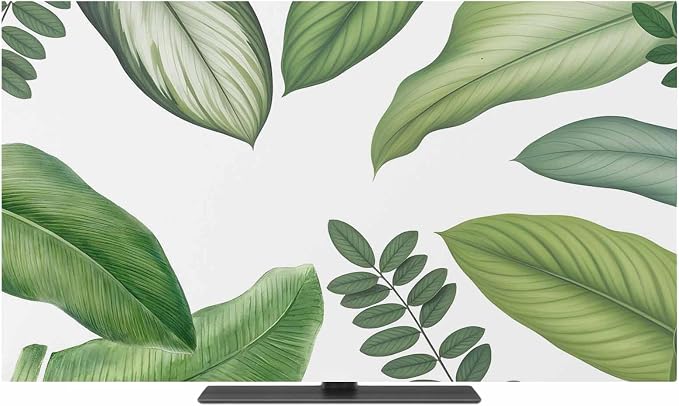 Rustic Green Leaf Indoor TV Cover, Elastic TV Screen Protector Watercolor by Unknown