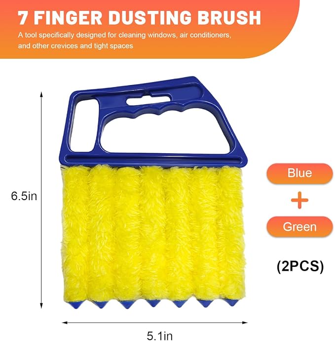 Sun Walker 2 PCS Blind Cleaner Duster Tool, 7-Finger Auto Dusting Cleaner Brush - Image 2