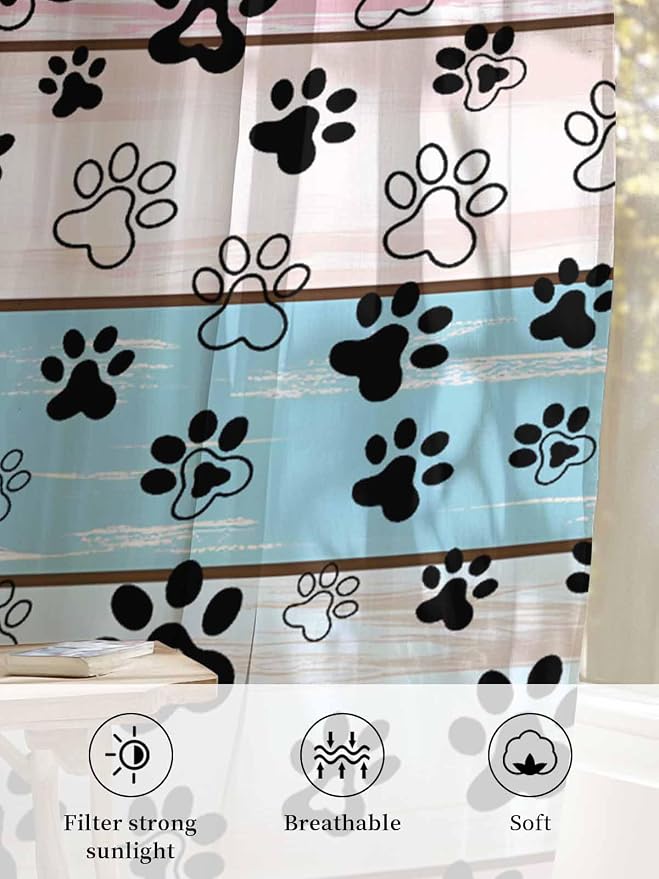 Sheer Curtains 108 Inches Long, Farmhouse Beige Wood Privacy Voile Drapes - Image 6