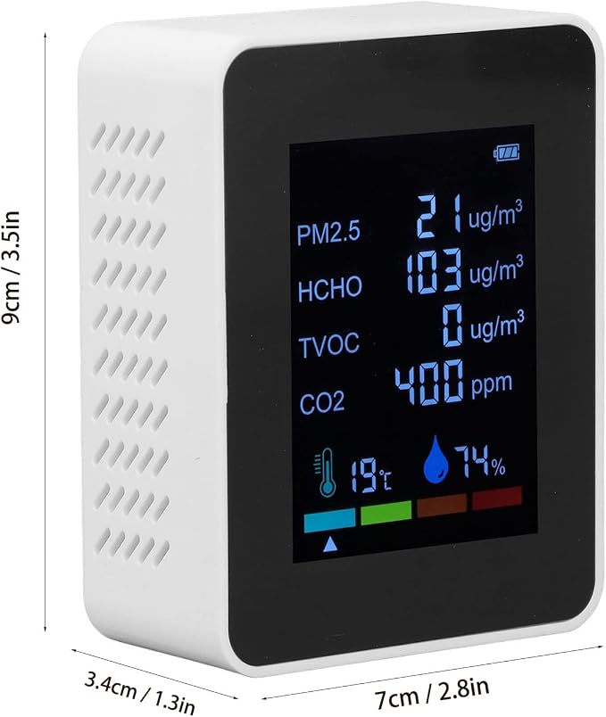 Air Quality Monitor, Temperature, HCHO Detector, USB Charging, - Image 5