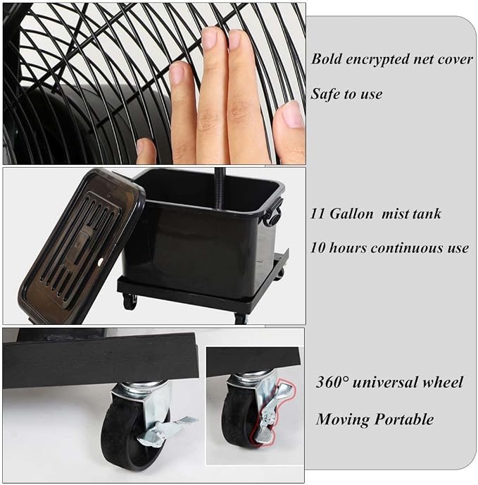 Outdoor Misting Fan, Metal High Velocity Oscillating Pedestal Fan - Image 5