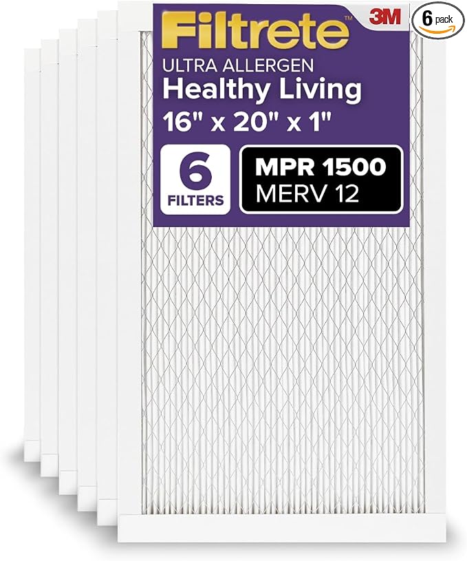 Filtrete 16x20x1 AC Furnace Air Filter, MERV 12, MPR 1500, CERTIFIED asthma & by Filtrete