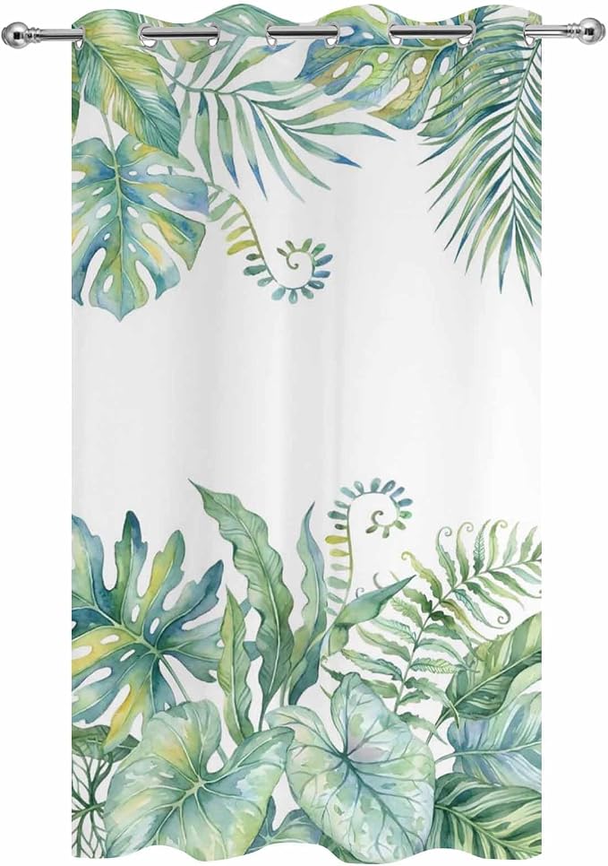 Leaves Outdoor Curtains for Patio Green Leaf Tropical Plants Farmhouse Pastoral - Image 9