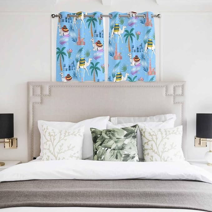 2 Panel Kitchen Cafe Curtains, Desert Landscape Sunlight Filtering Nature Air - Image 4