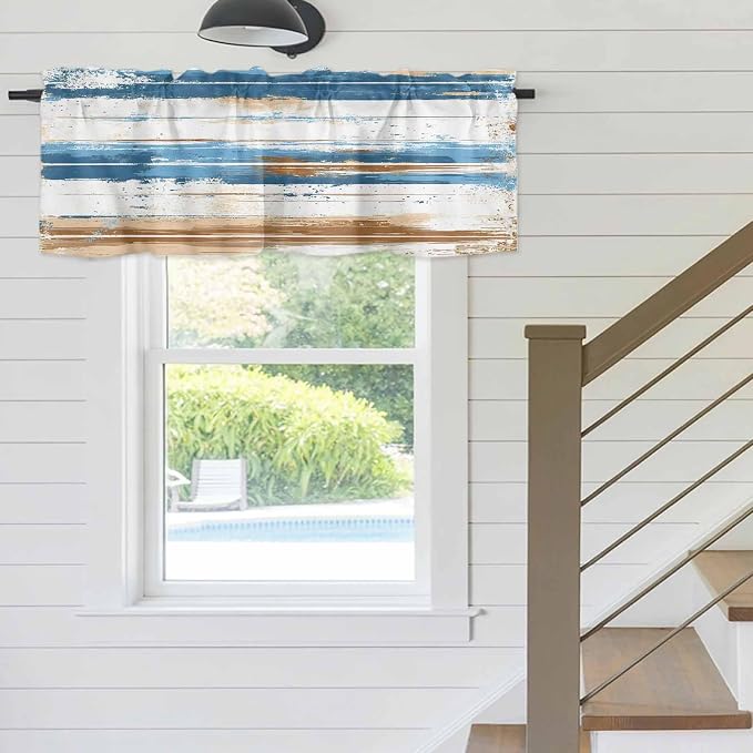 Vintage Blue Valances for Windows, 1 Panel - Image 5