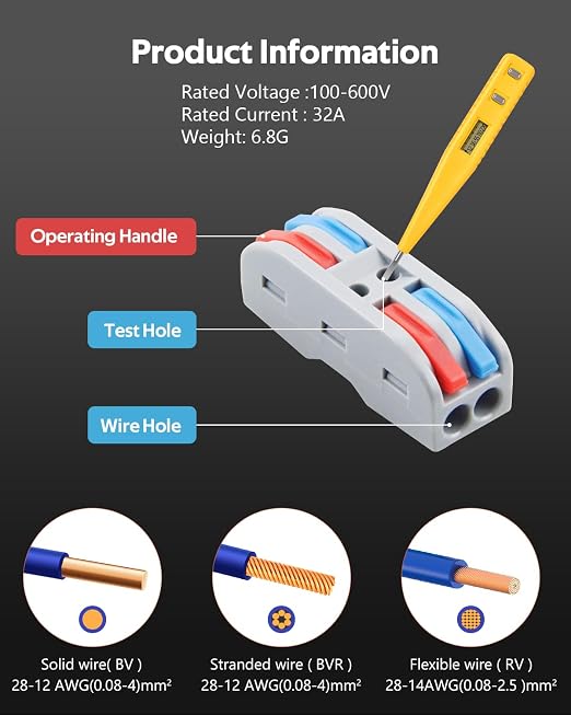 ALITOVE Lever Wire Connectors Push-in 10pcs Quick Connect Wire Splice - Image 3