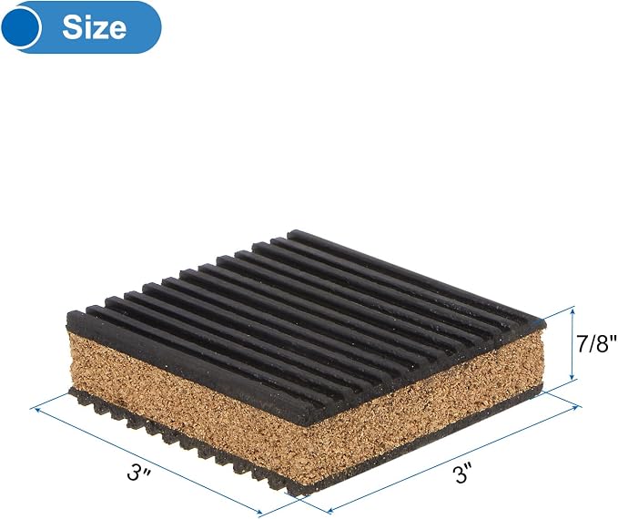 uxcell 16pcs Ribbed Anti-Vibration Isolation Rubber Pads 3" Length x 7/8" Thick - Image 2