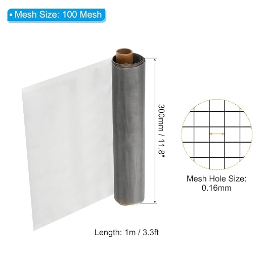 PATIKIL 304 Stainless Steel Wire Mesh Screen, 100 Mesh Woven Air Vent Filter - Image 2