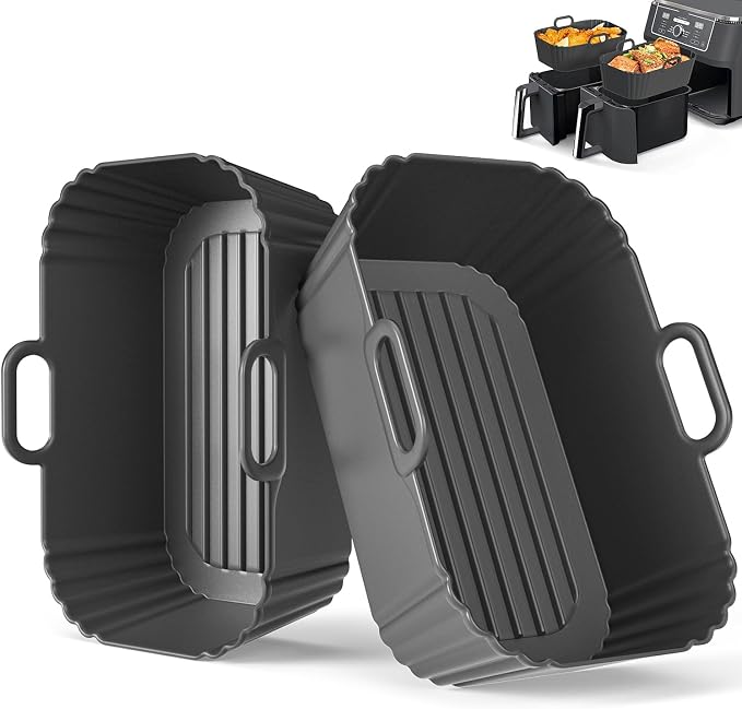 Silicone Air Fryer Liners 2 Pack, Reusable Compatible by Masgarlan