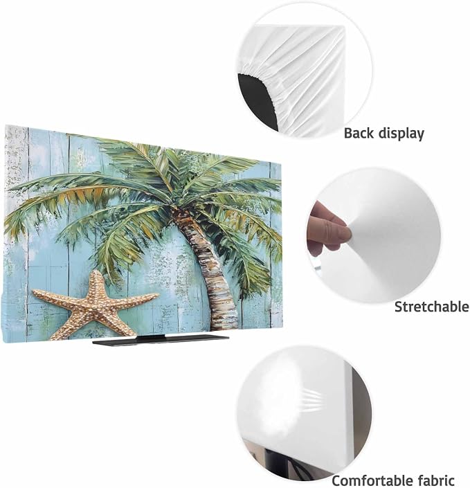 Summer Coconut Tree Starfish Indoor TV Cover, Elastic TV Screen Protector - Image 7