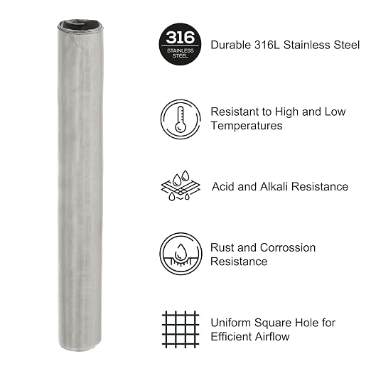PATIKIL 40" L x 10" W Woven Wire Mesh, 250 Mesh 316L Stainless Steel Air Vent - Image 3