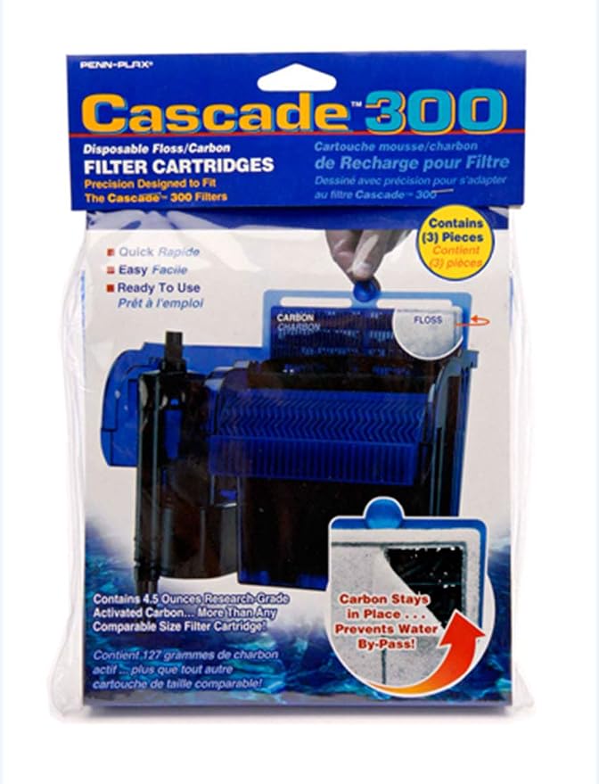 Penn-Plax Cascade 300 GPH Hang On Filter Replacement Media, 3 Pack by Penn-Plax
