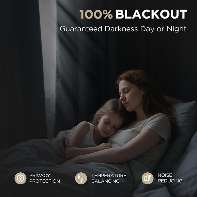 Joydeco Blackout Curtains for Bedroom - 100% Light Blocking 2 Panels Navy Blue Drapes 37" W x 84" L, Thermal Insulated Room Darkening Curtains, Linen Textured for Living Room, Rod Pocket & Back Tabs