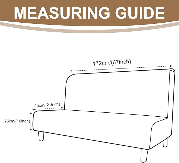 U-NICE HOME Stretch Futon Cover Armless Bed Slipcover - Soft Jacquard Fabric Washable for Pet Friendly, Dark Grey
