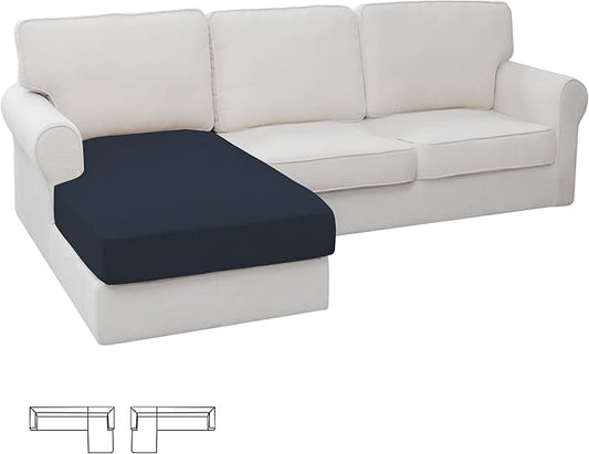 Easy-Going Stretch Sectional Couch Covers 1 Piece Chaise Lounge Slipcover L Shape Separate Cushion Couch Seat Chaise Cover for Both Left/Right Sectional Couch Dark Blue