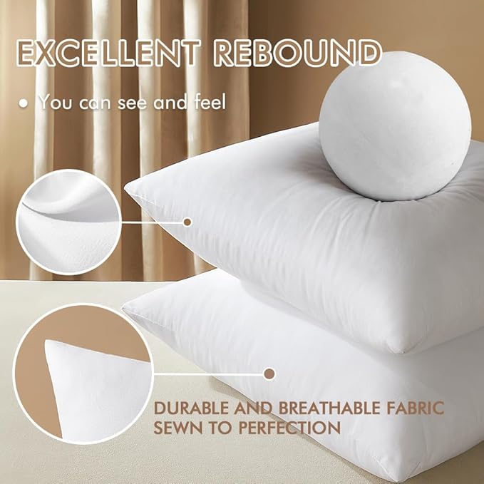 MIULEE 20x20 Inches Pillow Inserts Pack of 2, Decorative Throw Pillow Inserts for Couch