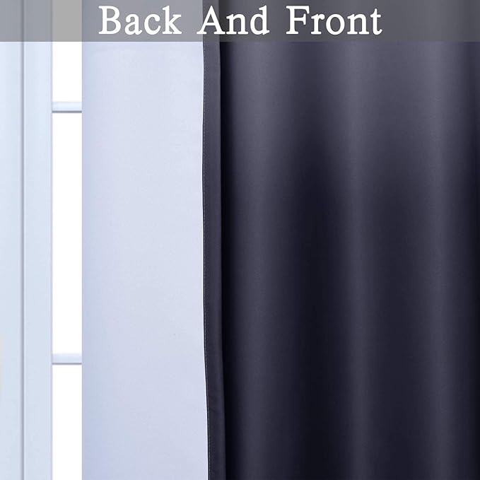 SimpleHome Ombre Room Darkening Curtains for Boys Bedroom, Gradient Grey White to Black Light Blocking Thermal Insulated Grommet Window Curtain for Living Room,1 Panel, 52x84 inches