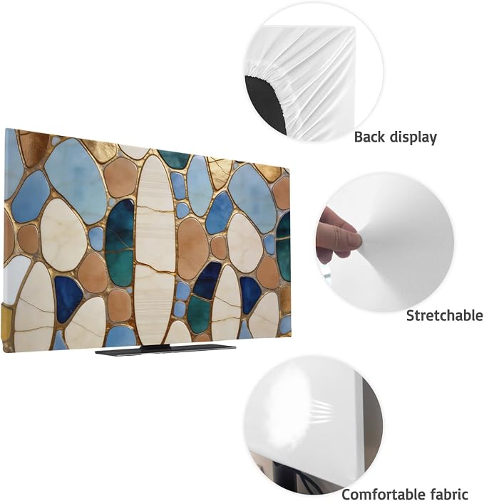 Colorful Stone Pebble Collage Indoor TV Cover, Elastic TV Screen Protector - Image 7