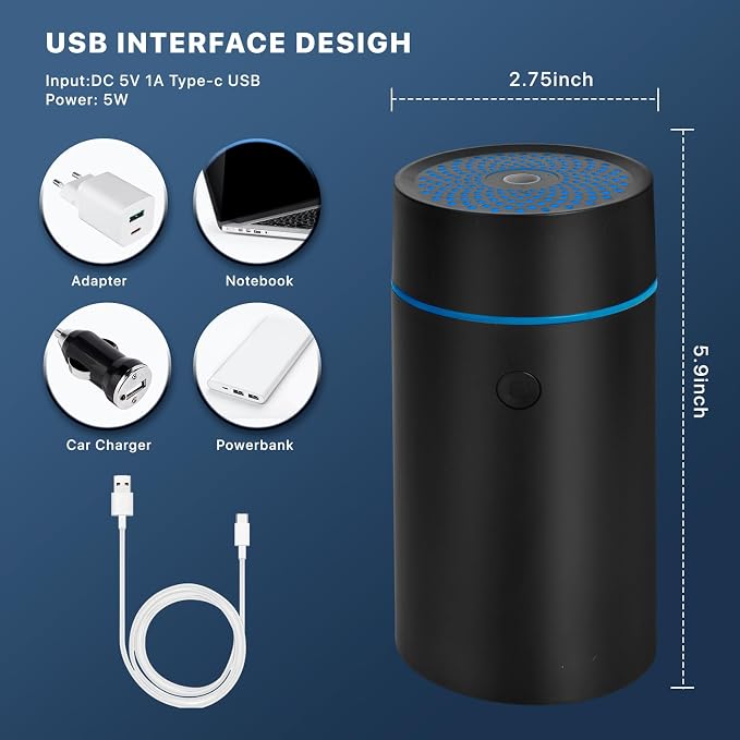Car Fragrance diffusers, Air fresheners, USB-Powered Mini Ultrasonic Mist - Image 5