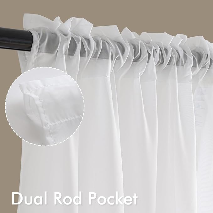 MIULEE White Sheer Curtains 100 Inches Long, 4 Panels Set, Light Filtering Voile Rod Pocket Drapes, Airy Soft Fabric Window Treatments for Living Room and Bedroom, 42 x 100 Inches