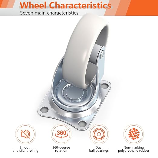 2 Inch Fixed and Swivel Casters Set of 4 - Image 4