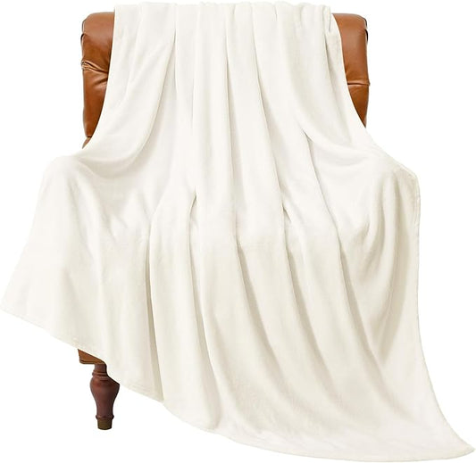 BEDELITE Fleece Blanket Cream Throw Blankets for Couch & Bed, Luxury Plush Cozy Fuzzy Blanket 50" x 60", Super Soft Warm Lightweight Throw Blanket for Travel Camping