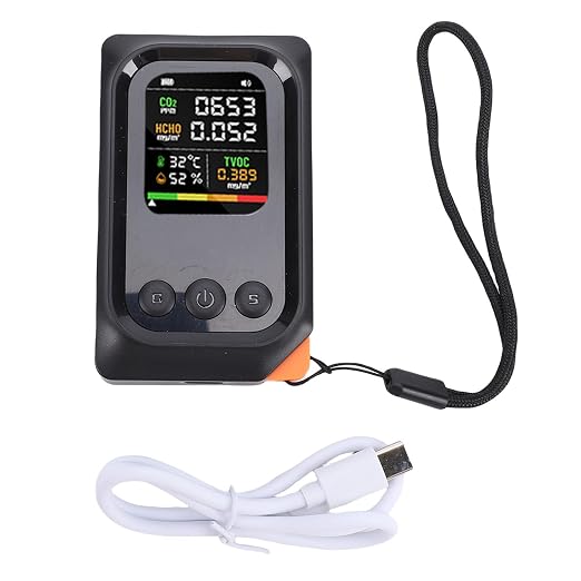5 in 1 Air Quality Detector, CO2 TVOC HCHO Temp Humid Monitor Rechargeable - Image 2