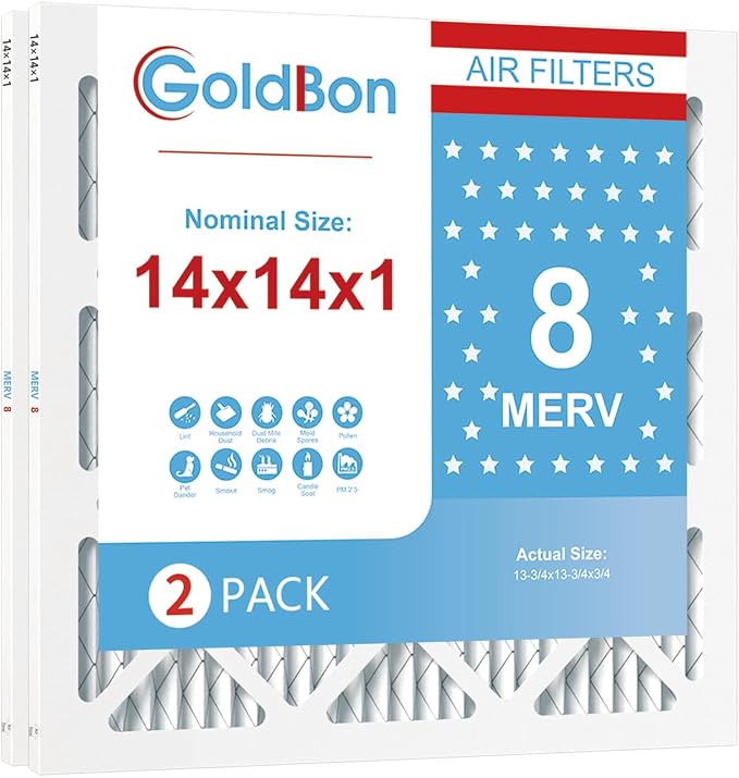 14x14x1 Air Filter 2 Pack MERV 8 MPR 700 FPR 5- GoldBon AC Filter USA Design- by Unknown