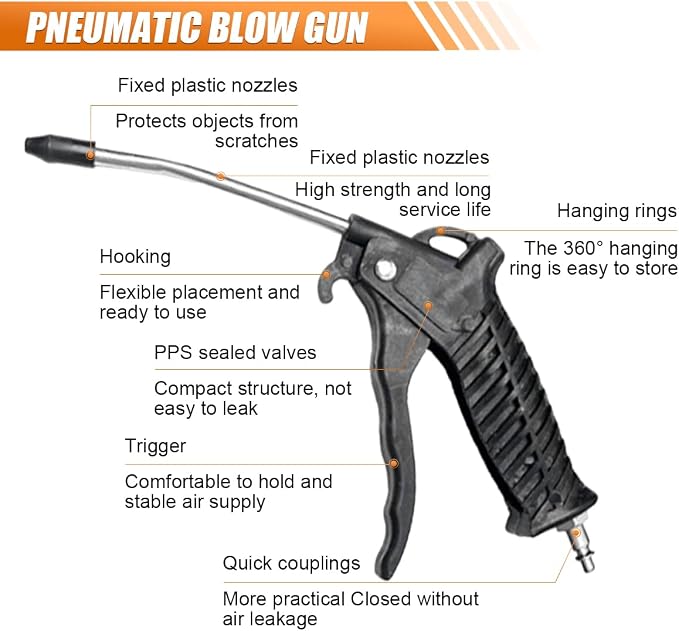 BDZMC Air Blow Gun Kit, Truck Air Duster Gun Cleaning Nozzle Kit, Heavy Duty - Image 3