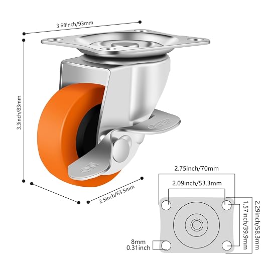 2.5 Inch Caster Wheels, Casters Set of 32, Heavy Duty Caster - Image 2