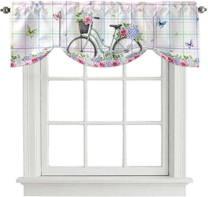 Spring Tie Up Valance Curtains for Windows, Kitchen Curtains Window Shades by Unknown