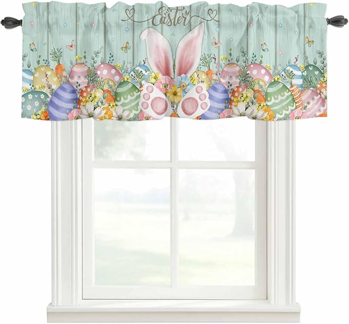 Easter Curtain Valances for Windows, Kitchen Valance Window Treatment, Spring by Unknown