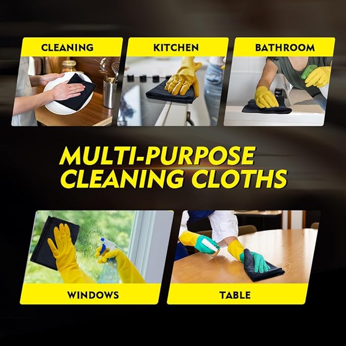 HOMEXCEL Black Microfiber Cleaning Cloth 20 Pack 11.5 x 11.5 inch Microfiber - Image 6