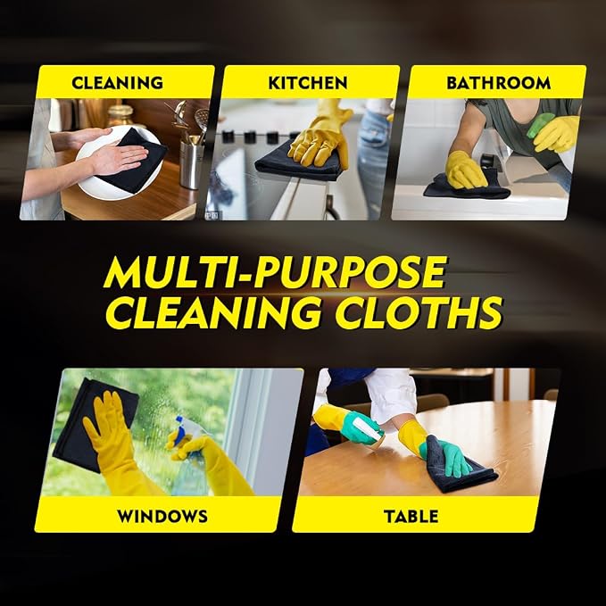 HOMEXCEL Black Microfiber Cleaning Cloth 200 Pack, 11.5 x 11.5 inch Bulk Shop - Image 7