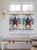 Vintage Western Star on Wood Grain Window Valance Curtains, Retro Wooden by IDOWMAT