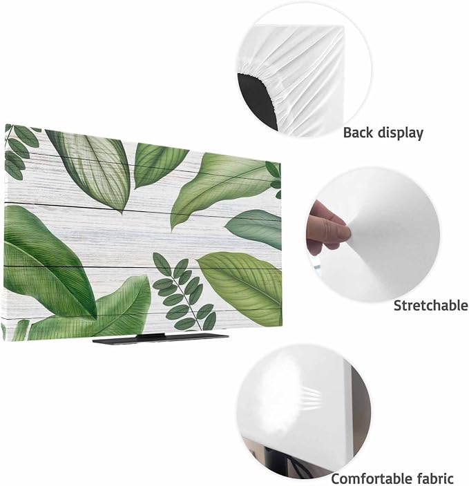 Watercolor Tropical Plant Indoor TV Cover, Elastic TV Screen Protector Green - Image 7