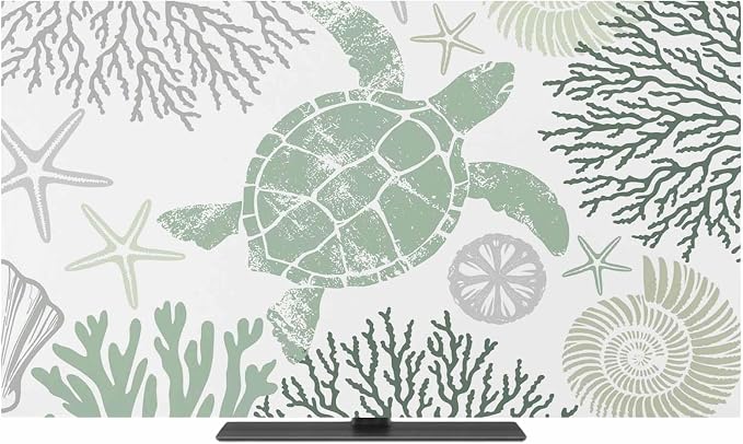 Summer Sea Turtle Coral Starfish Indoor TV Cover, Elastic TV Screen Protector by Unknown