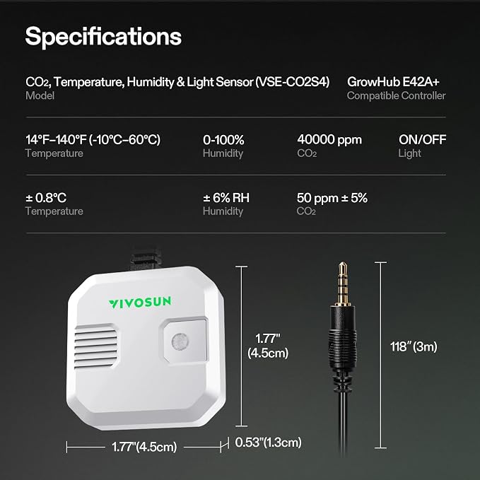 VIVOSUN 4-in-1 Sensor, Temperature and Humidity Monitoring - Image 9