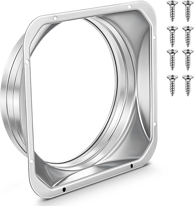 Zonon 1 Pcs 6 Inch Duct Connector Flange Metal Straight Pipe Flange Square to by Zonon