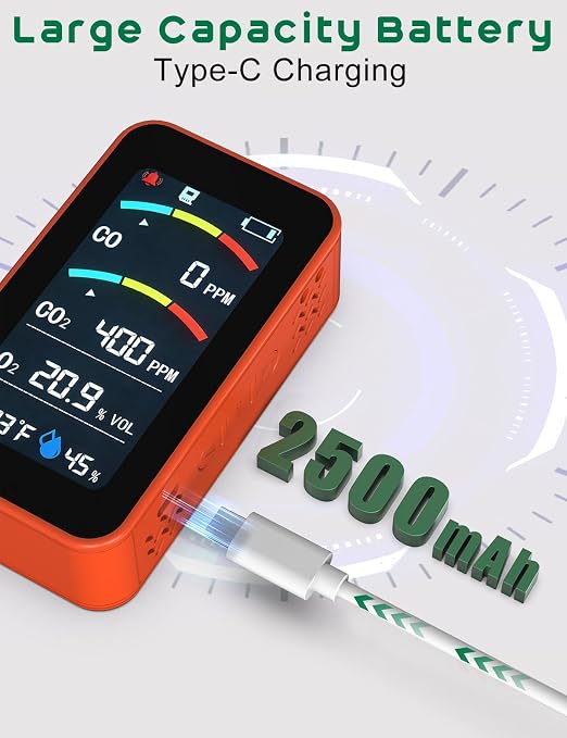 Oxygen Detector, SQECH 7-in-1 Rechargeable Oxygen Monitor Measures - Image 5