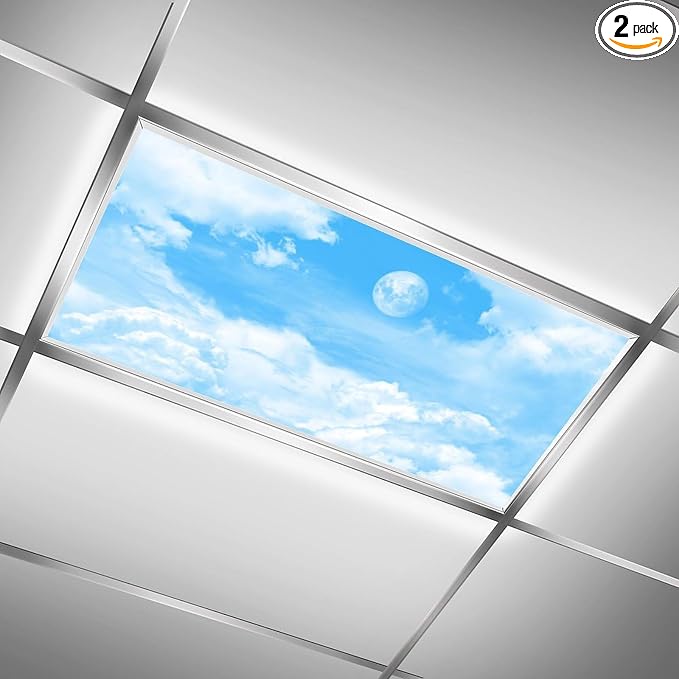 2PCS Fluorescent Light Covers for Classroom Ceiling Lights Magnetic Light Covers by RoseFace