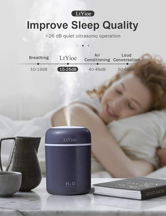 LtYioe Colorful Cool Mini Humidifier, USB Personal Desktop Humidifier - Image 5