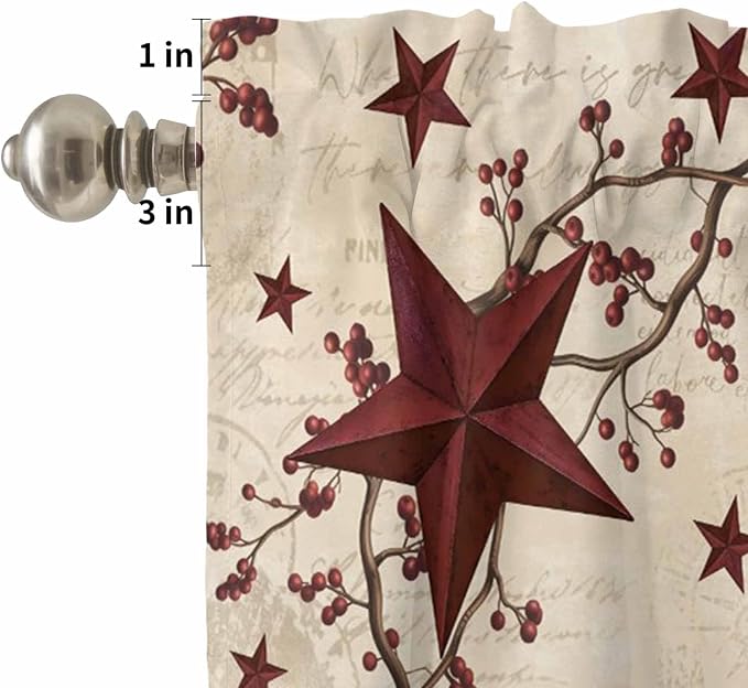 Kitchen Curtains Tiers and Valance Set of 3, Vintage Country Light Filtering - Image 5